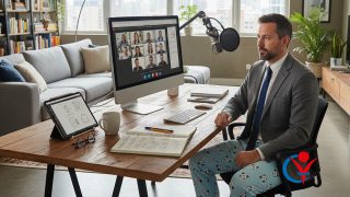 CV per freelance CV per liberi professionisti. Un consulente lavora da casa in smart working partecipando ad una videoconferenza