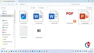 cartella di Windows con i principali formati in cui salvare il curriculum vitae. ma solo uno è efficace per il CV!