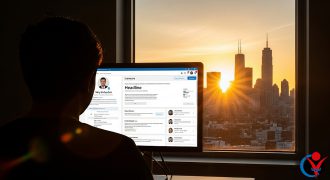 un professionista in cerca di lavoro compila il profilo LinkedIn con il metodo di Obiettivo Carriera